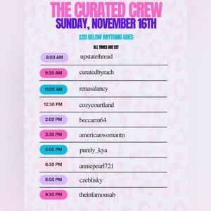 Join The Curated Crew Train‎ all day Sunday 11/16/25!!